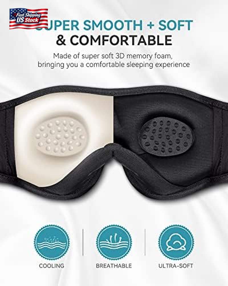 MUSICOZY Sleep Headphones Bluetooth 5.2 Headband Sleeping Headphones Sleep Mask,