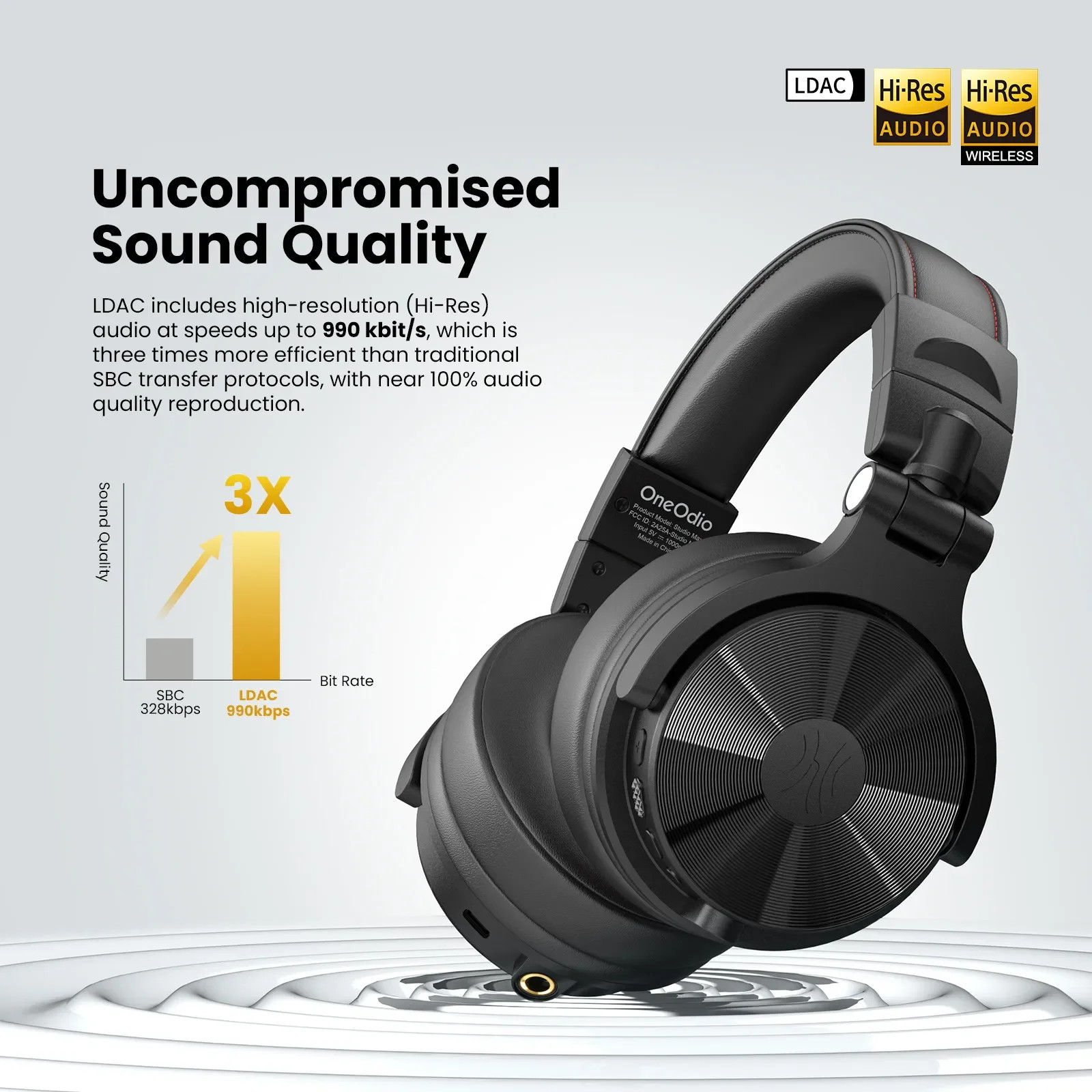 OneOdio Studio Max1 Bluetooth Headphones Wireless DJ Headset 120H Battery LDAC