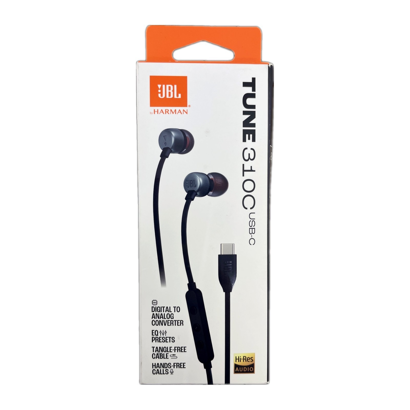 JBL Tune 310C In-Ear Headphones Hi-Res Audio USB-C Mic Black