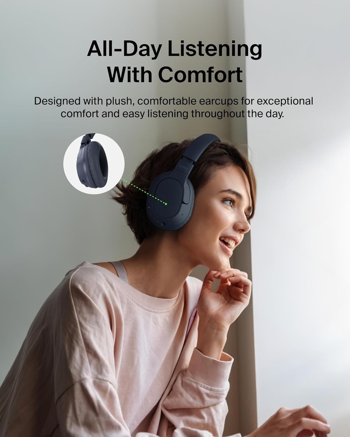 Belkin Wireless Over-Ear Headphones | iPhone Samsung Compatible | HD Sound | 60H
