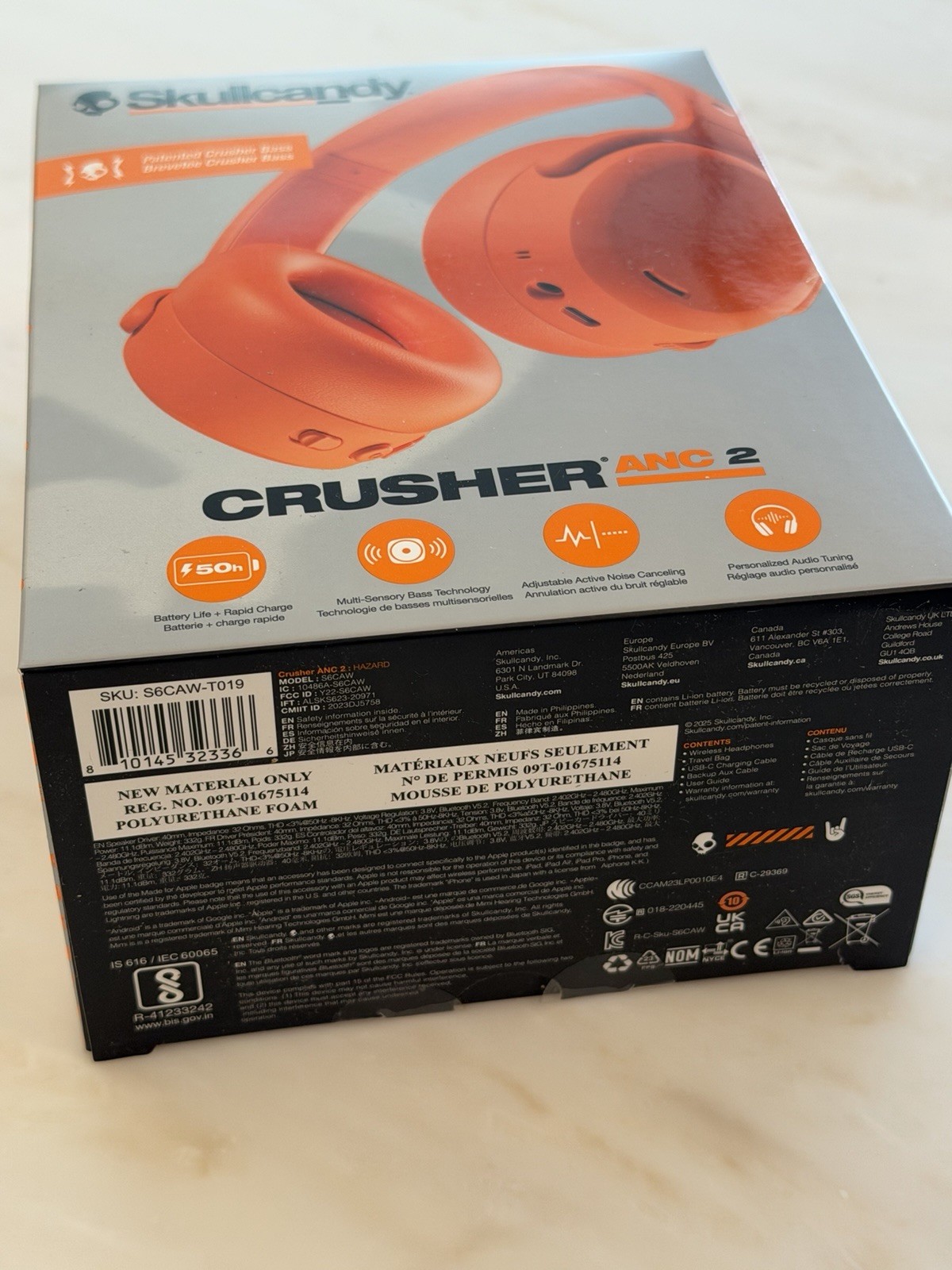 Skullcandy Crusher ANC 2 Plasma Bluetooth Multi-Sensory Bass Noise Cancelling