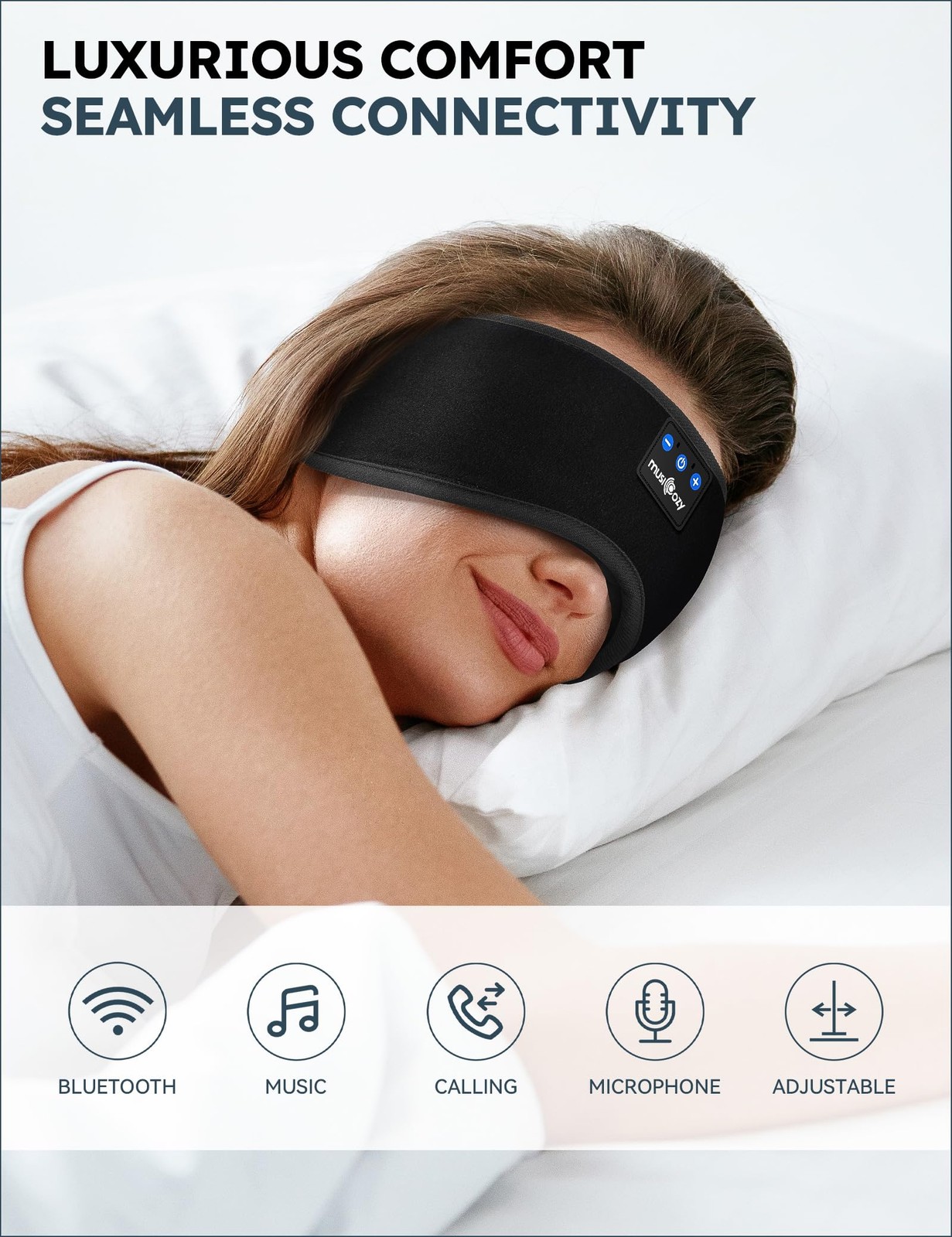 MUSICOZY Sleep Headphones, Bluetooth 5.4 1 Count (Pack of 1), Black
