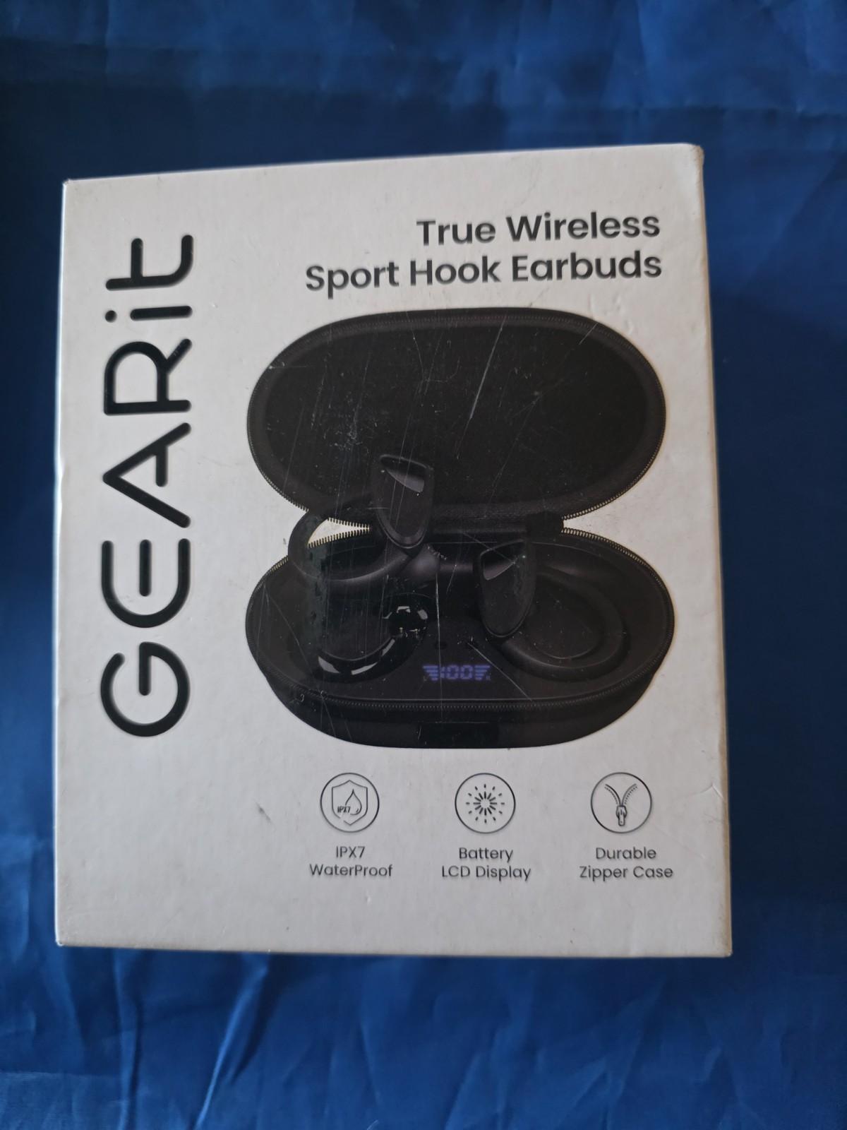 GEARit Sport Hook Wireless Earbuds Waterproof IPX7 Bluetooth 5.4 Zipper Case
