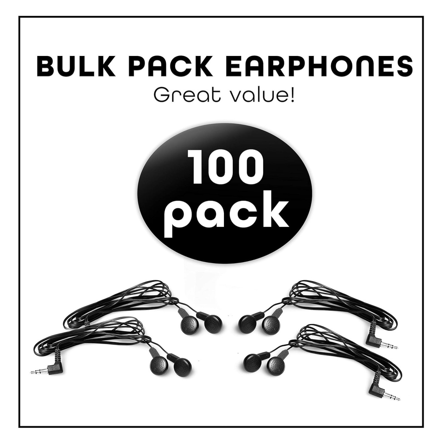 Pack of 100 Bulk Earbuds Headphones Wholesale Ear Buds for Classroom