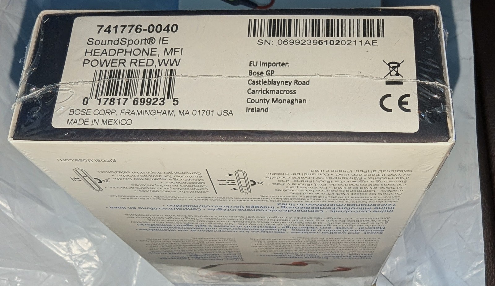 Bose SoundSport In-Ear Wired Headphones Apple iOS Weather & Sweat Resistant Red