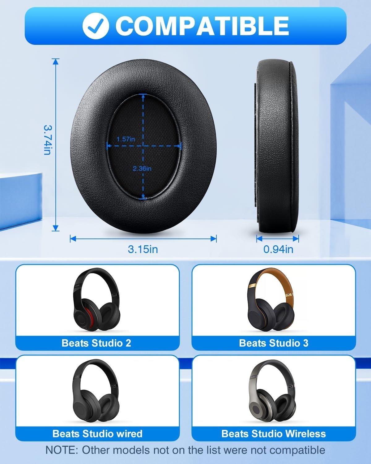 Noise-Isolating Memory Foam Earpads for Beats Studio 3 & 2 – Cloud-Like Comfort