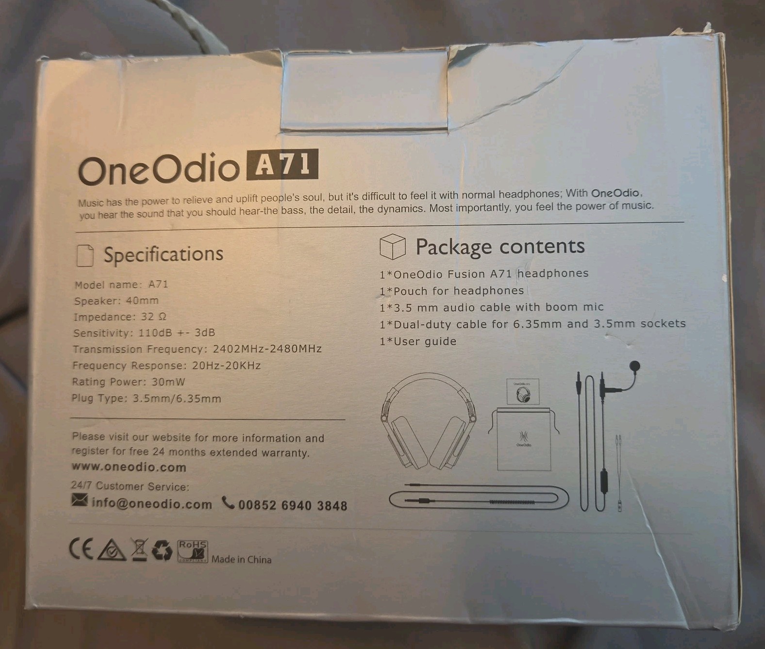 OneOdio Fusion A71 Hi-Res Audio DJ Headphones with Shareport, Black
