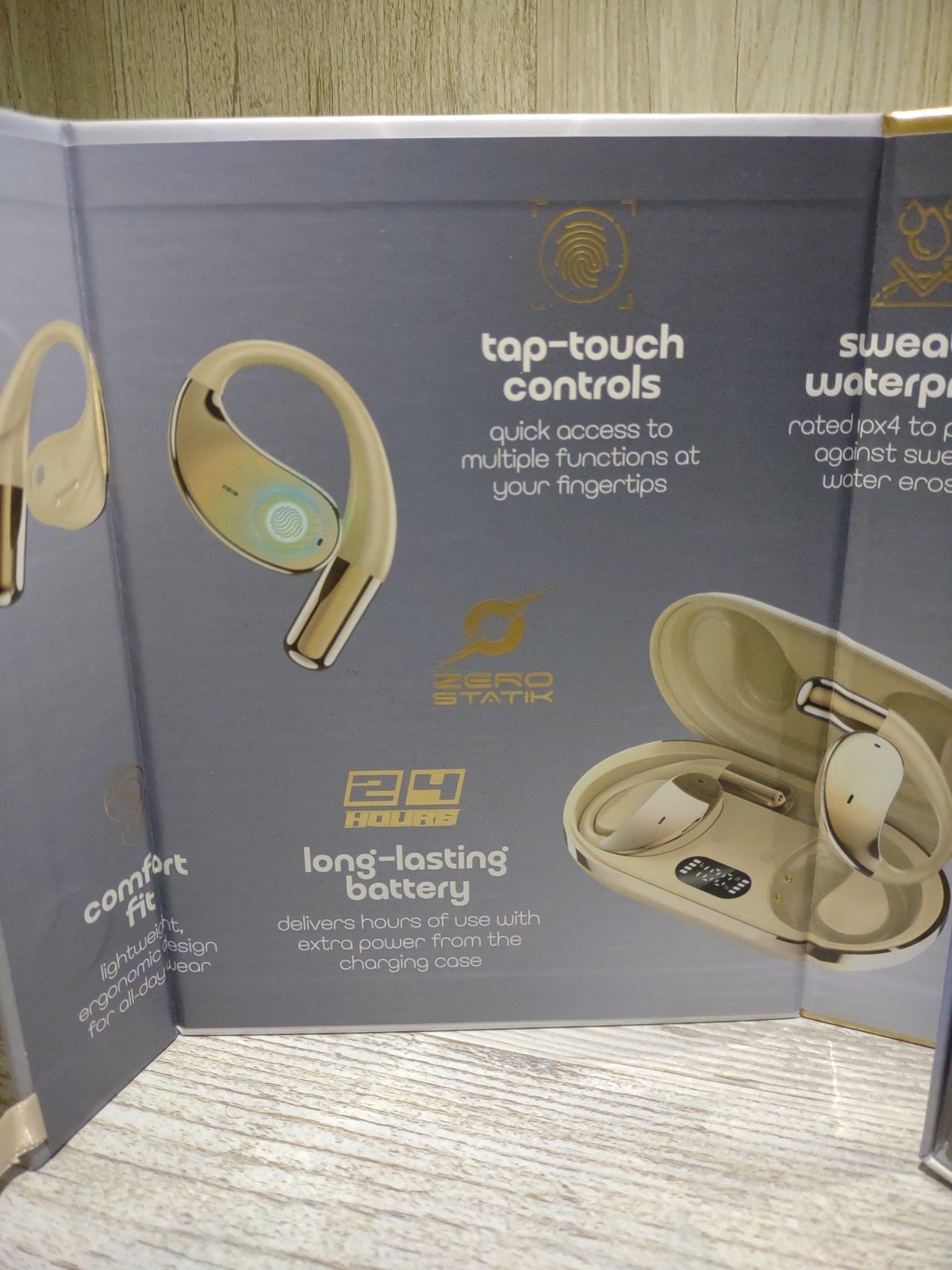 Zero Statik Bluetooth Sweatproof Ear-hook Wireless Earbuds Water Resistant Sport