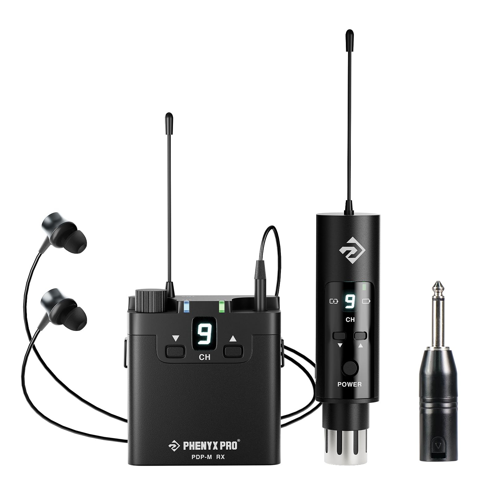 Phenyx Pro UHF Wireless in-Ear Monitor 1 Transmitter+1 Receiver, Black