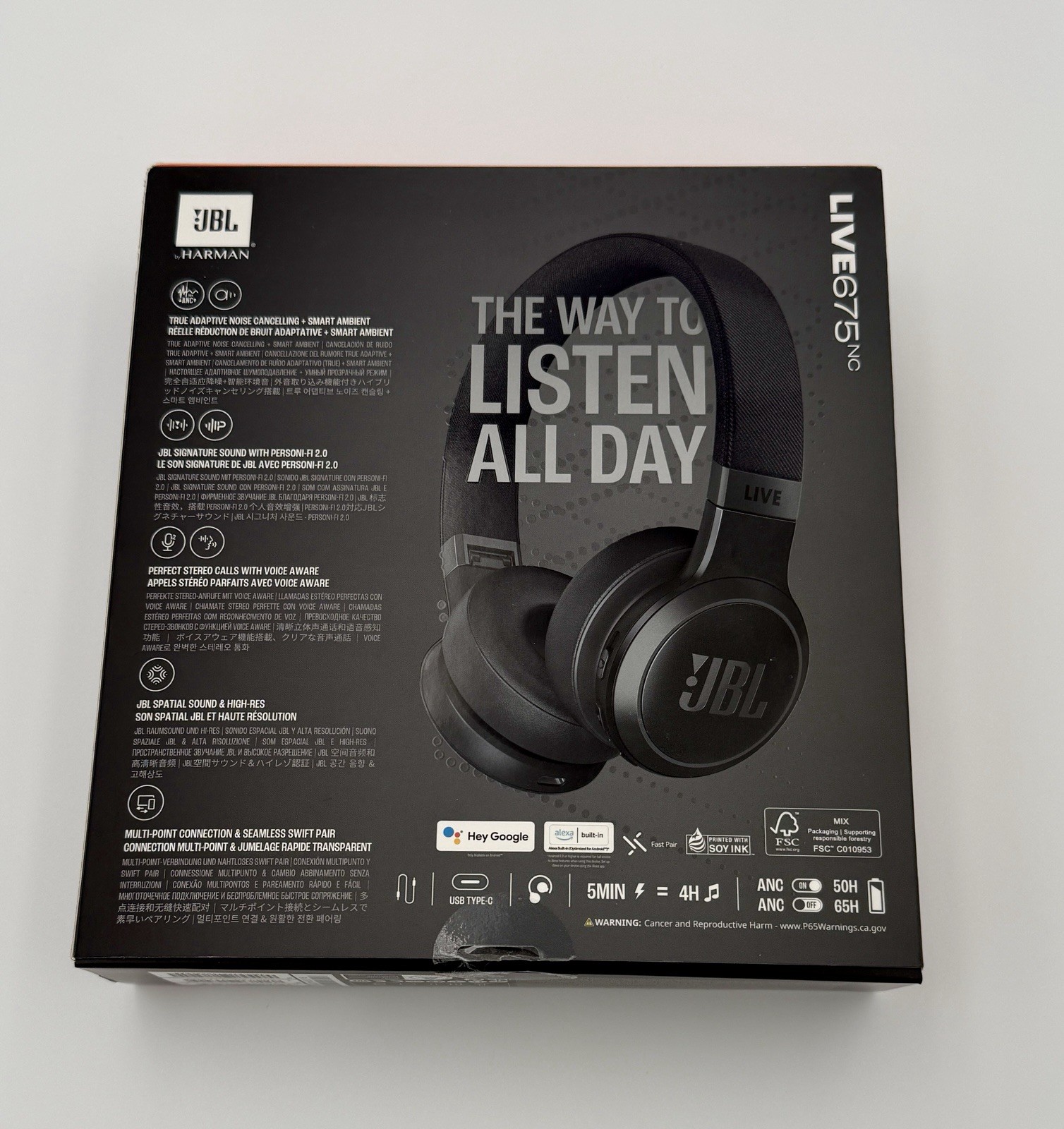 JBL Live 675NC Noise Cancelling Bluetooth On-Ear Wireless Headphones 1 yr wrnty