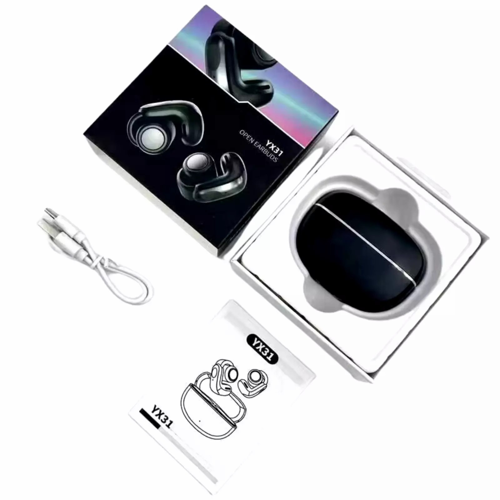 Ultra Open Earbuds True Wireless Open Earbuds – Black White USA ！