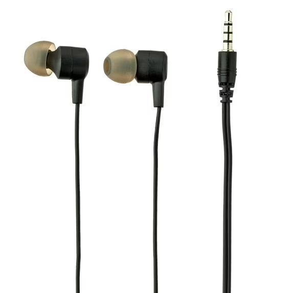 Onn Wired Earphones with Mic and 3.5mm Jack, Black – Comfortable Silicone Ear Ti