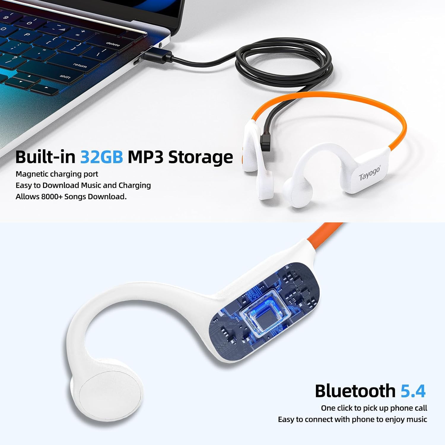 IPX8 Waterproof Bone Conduction Bluetooth Headphones – Open-Ear 3-In-1