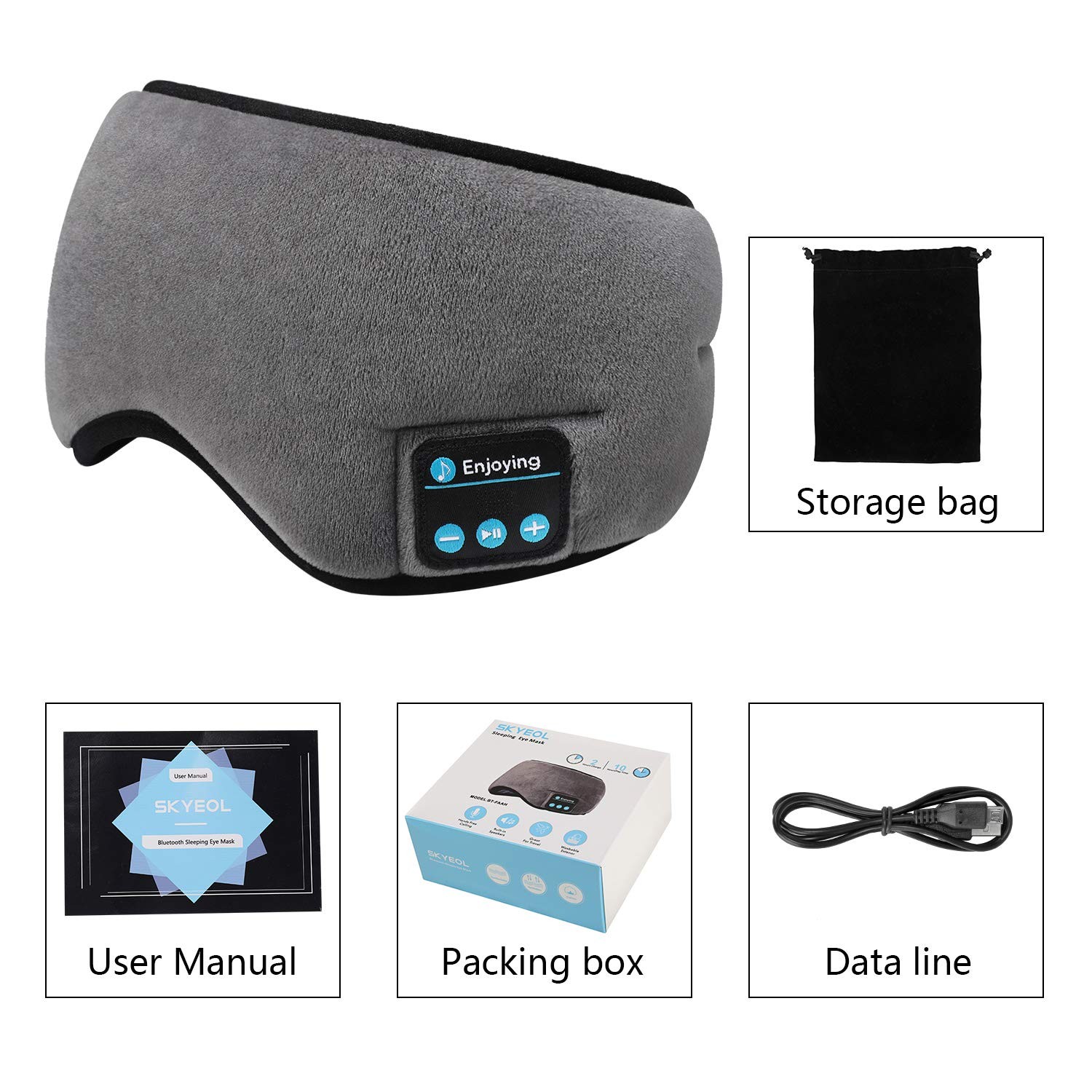 Wireless Sleep ,SKEYEOL Sleep Headphones,Adjustable&Washable Music Travel Sle…