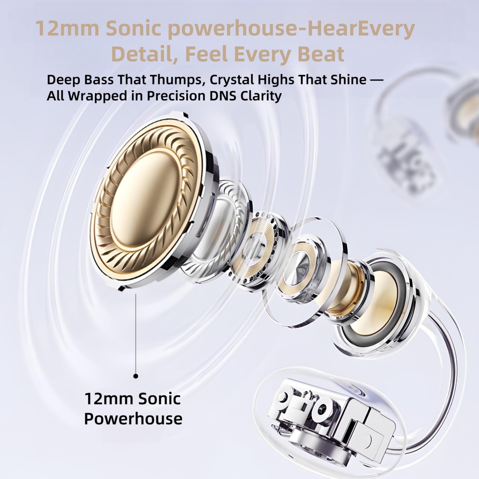 M97 Clip On Earbuds,Secure Fit, Wireless Bluetooth 6.0, Open Ear Headphones w…