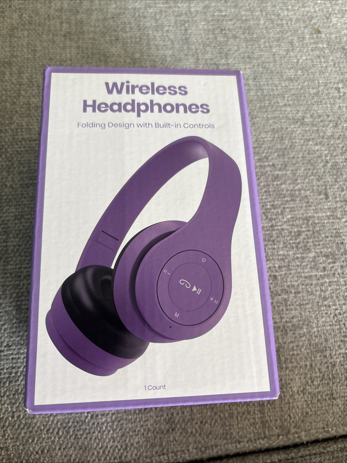 GEMS Over Ear Wireless Headphones Purple Built-In Mic Micro USB