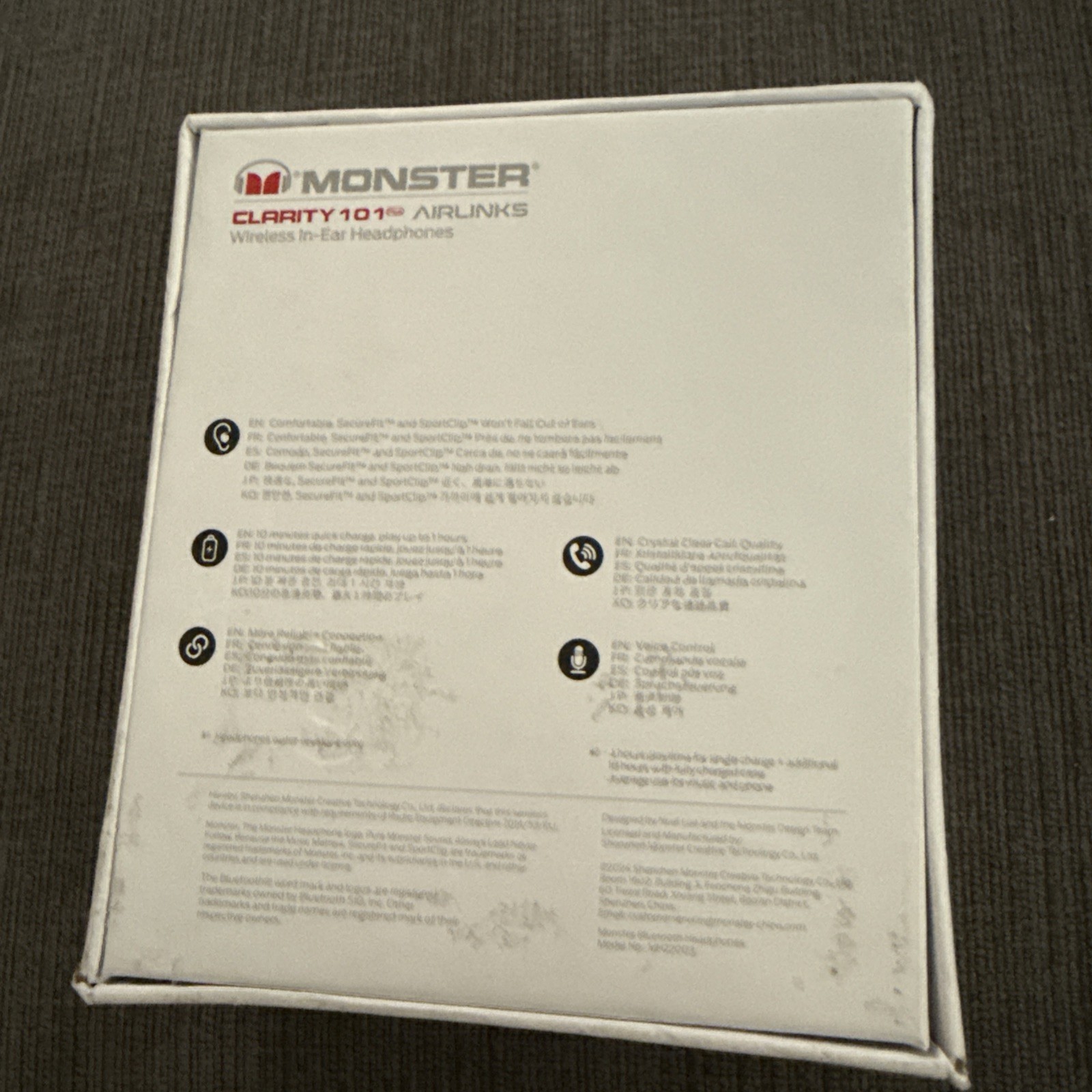 Monster Black Clarity 101 Plus Airlinks Wireless In-Ear Headphones With Box