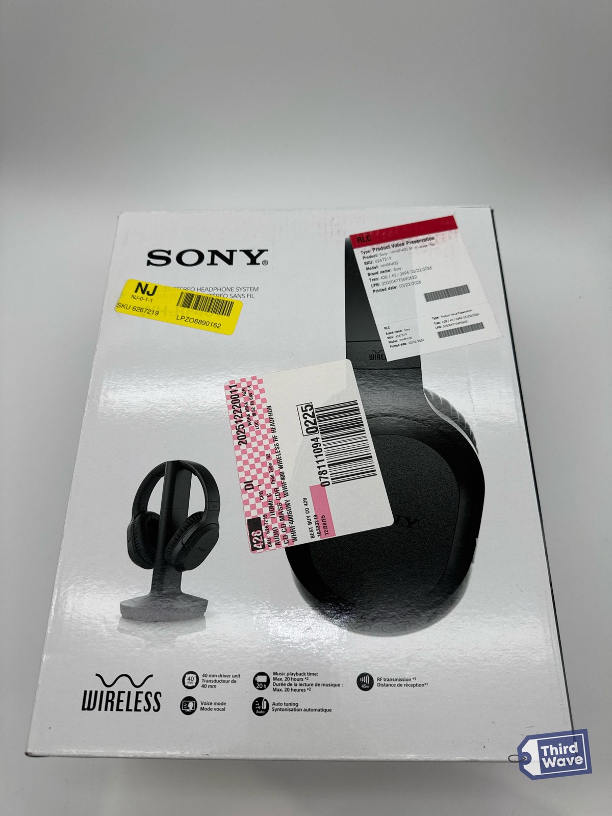 Sony Wireless Over Ear RF Home Theater Headphones TV Black RF400 WHRF400