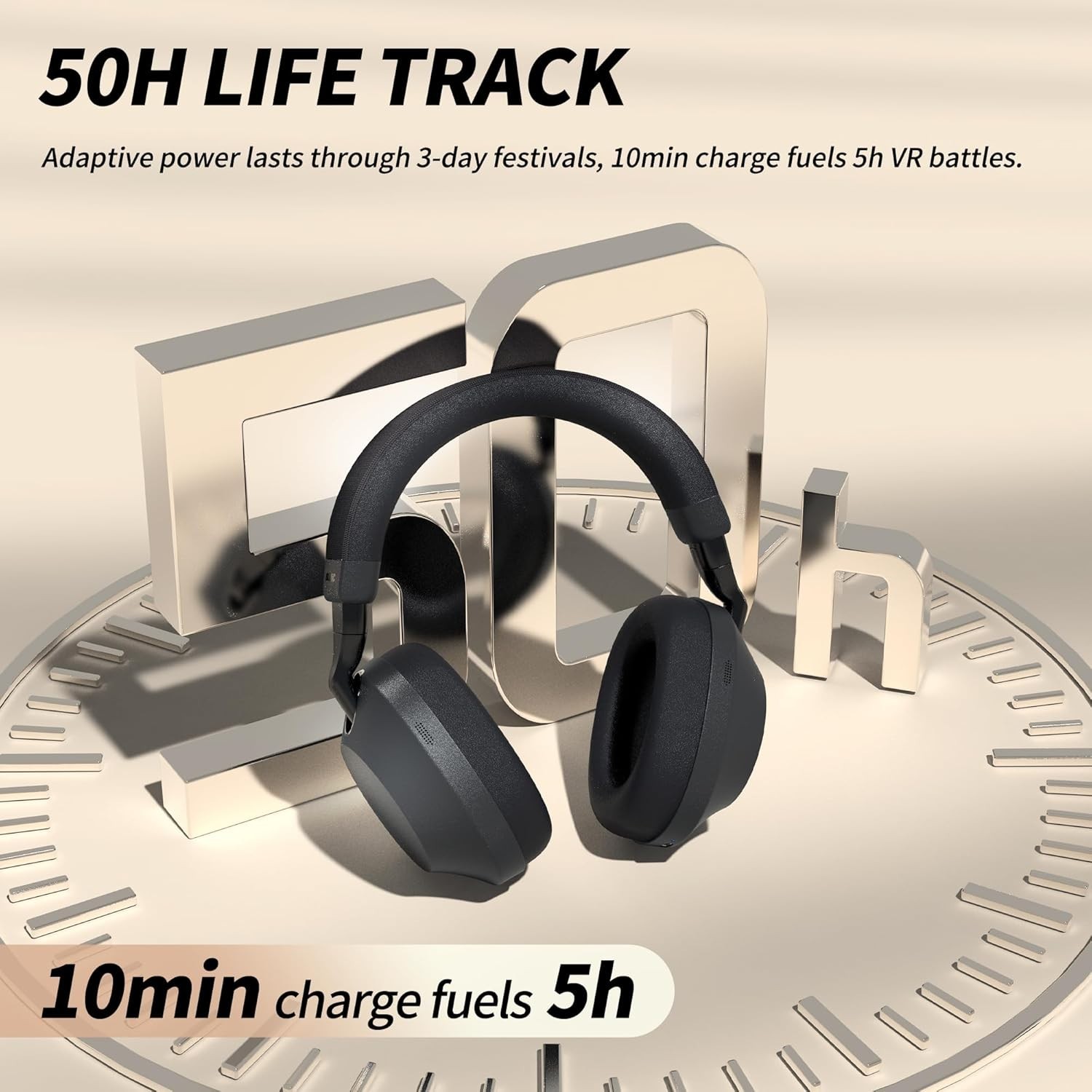 Crystal Clear Audio with Quad-Mic ANC Wireless Headphones – For Gaming & Music