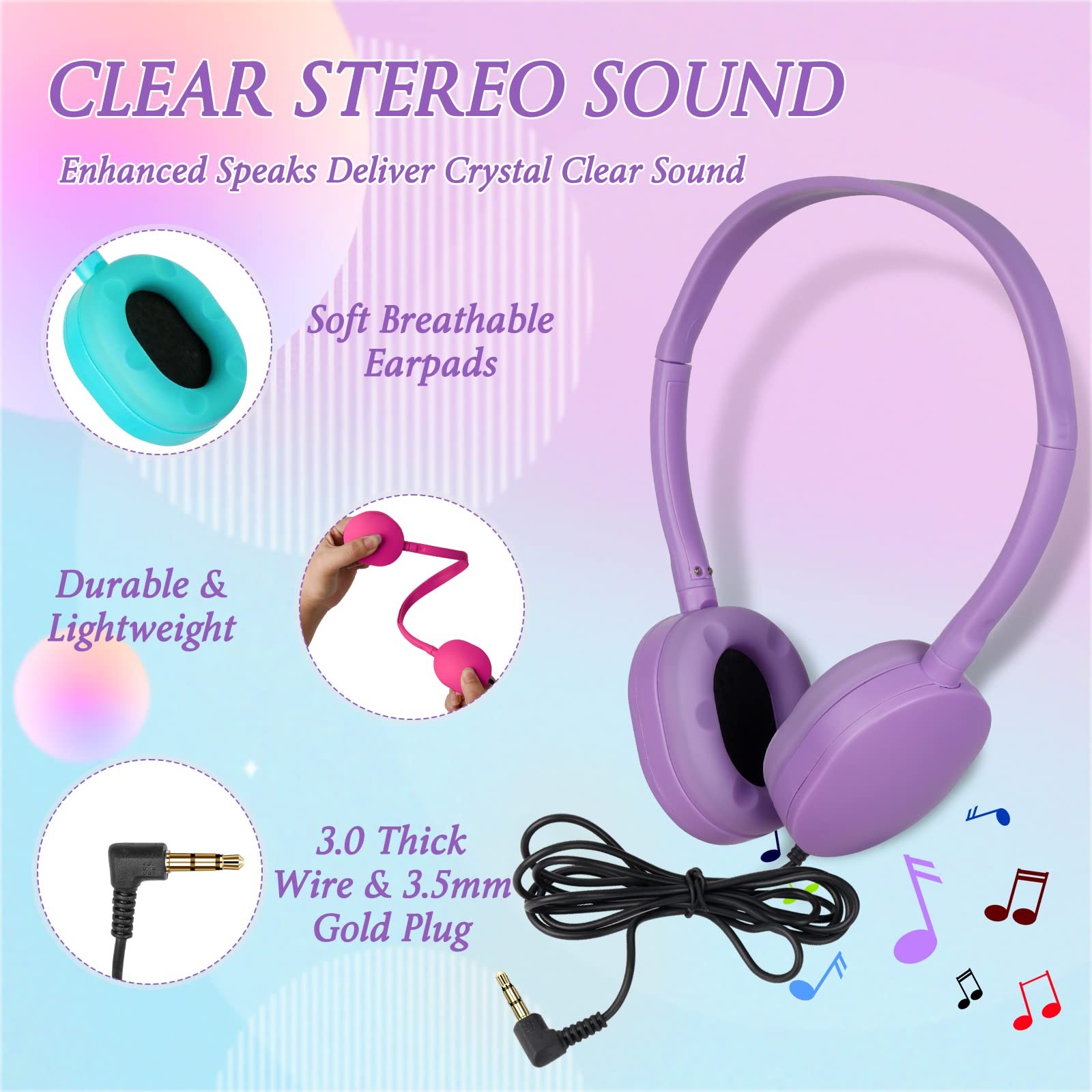 Headphones for Kids School Classroom Bulk 10 Pack Multi Colored,Wired Adjusta…