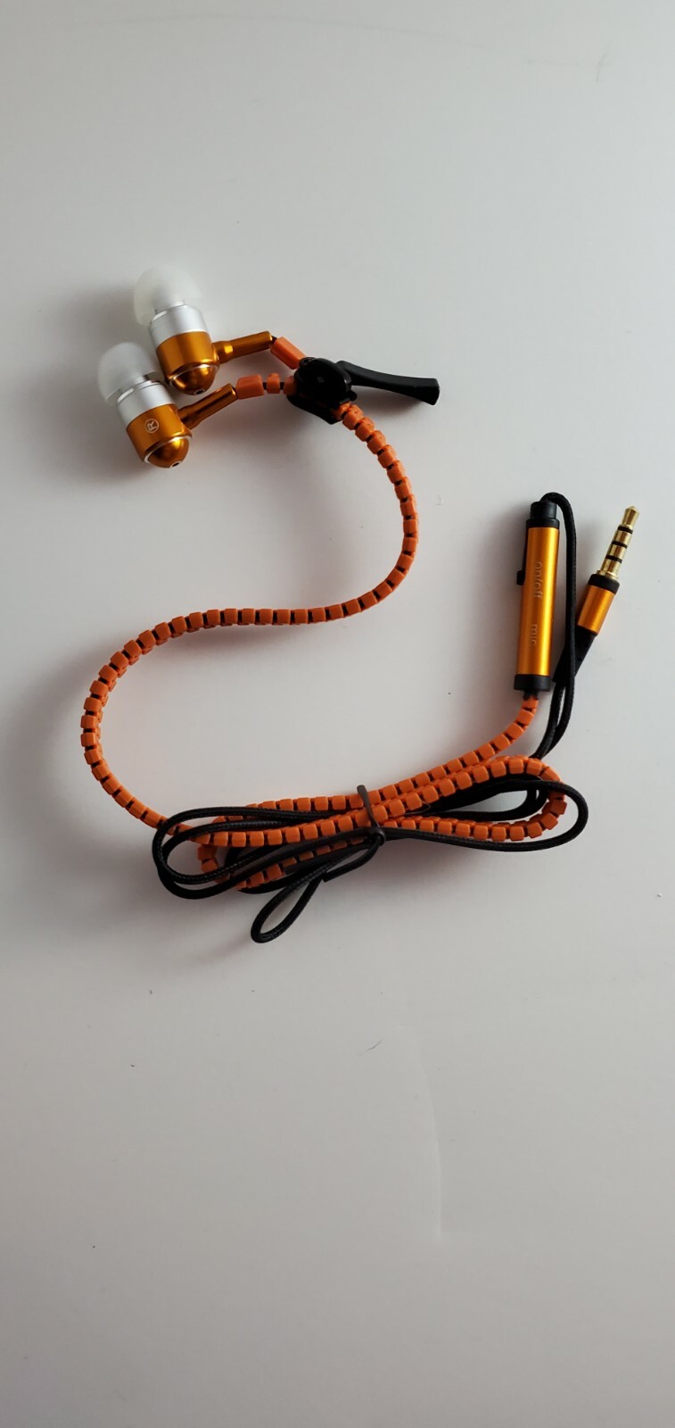 Kids Earbuds Aux Cable Zipper Orange Blue Pink White Black In Ear