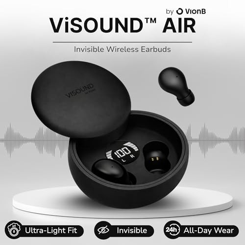 VionB Air Invisible Earbuds Wireless Bluetooth 5.4 for Small Ears, Matte Onyx