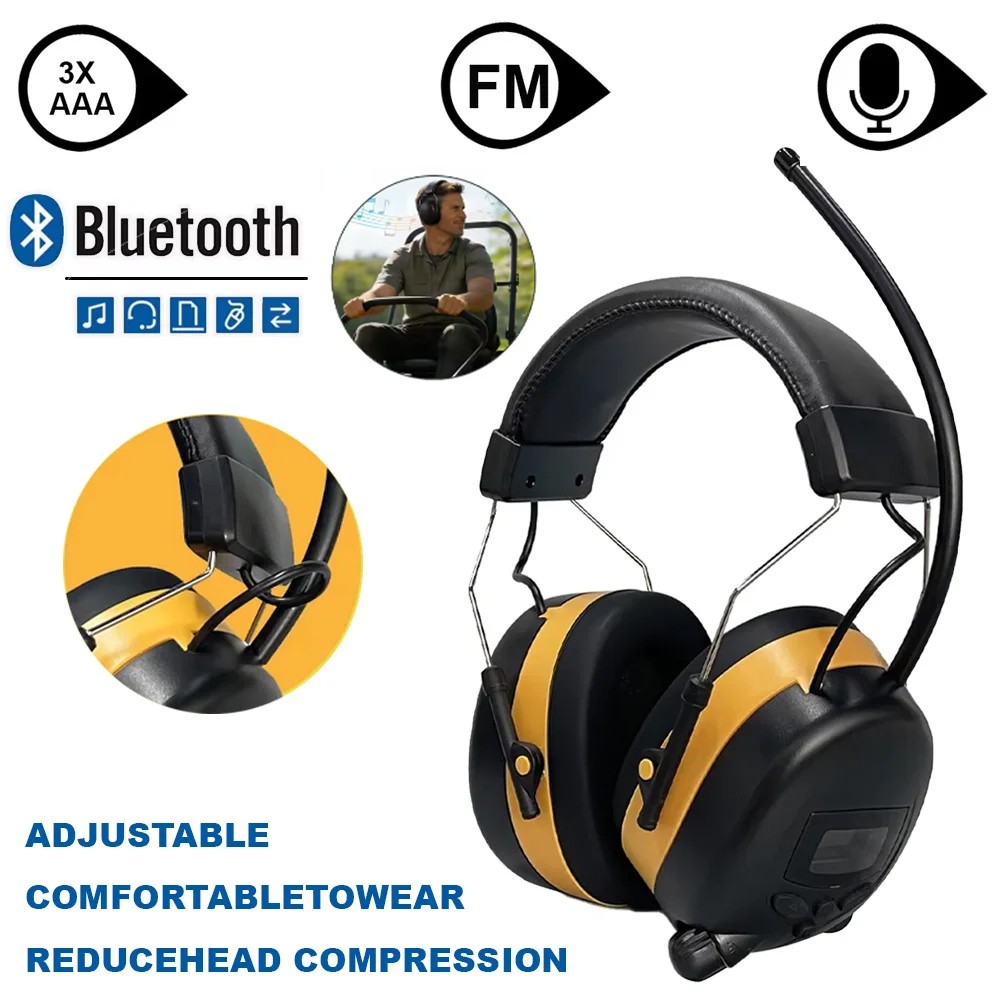 FM Radio Headphones with Digital Display, 30Db FM Hearing Protection Safety