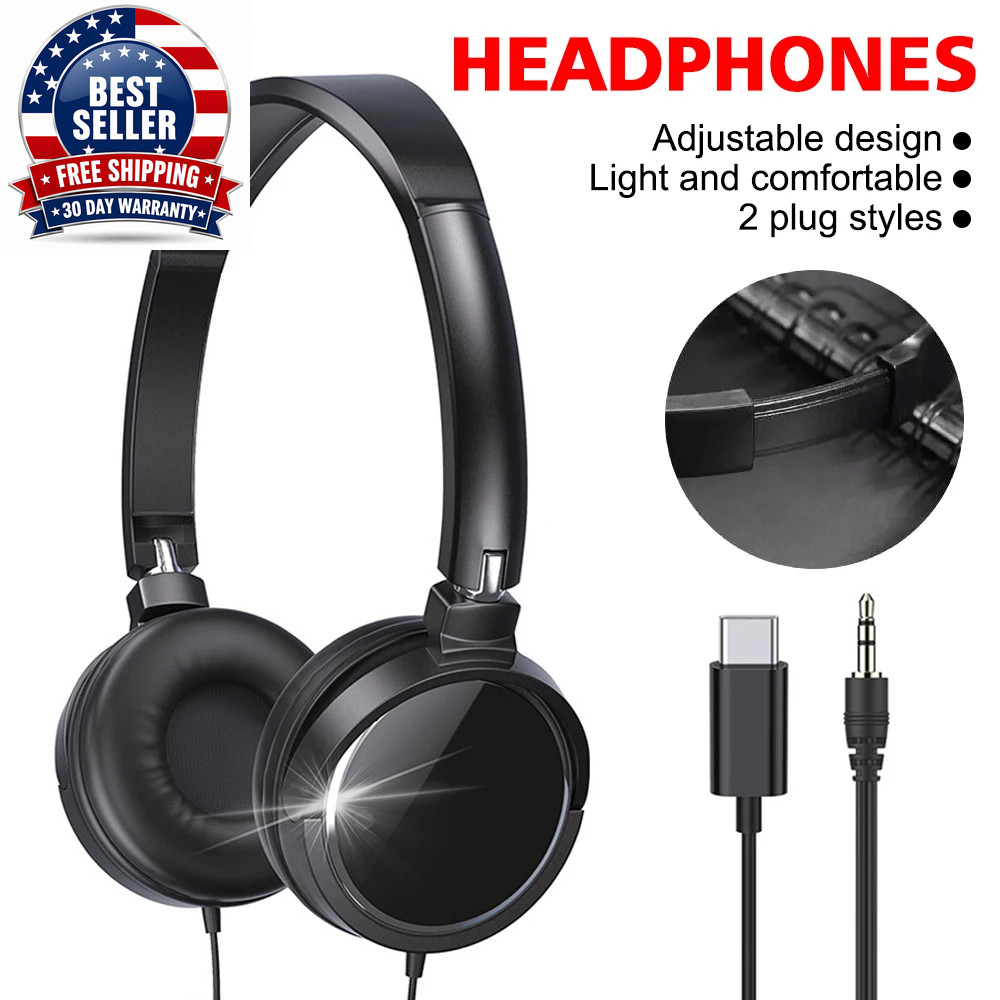 New 3.5Mm/Type-C Plug Wired Headphones Foldable Headphones Bass Stereo Fashion M