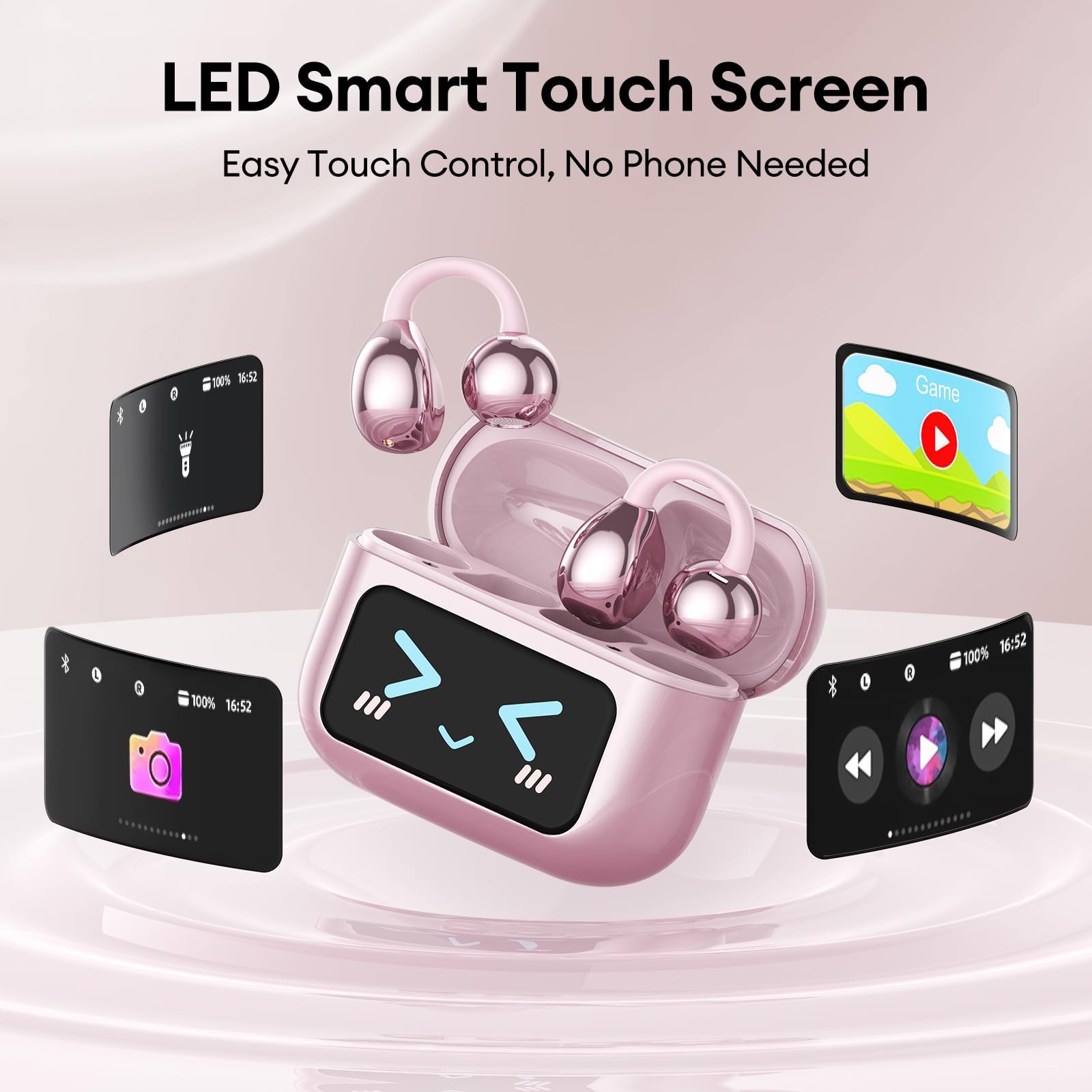 Stylish Open Ear Clip On Earbuds with Removable Butterfly Earring, Clip On He…