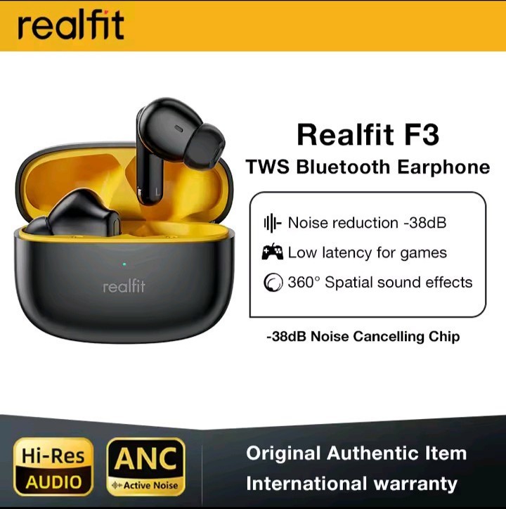 Realfit F3 ANC Wireless Earbuds Bluetooth Earphones HiFi Bass Sport Gaming