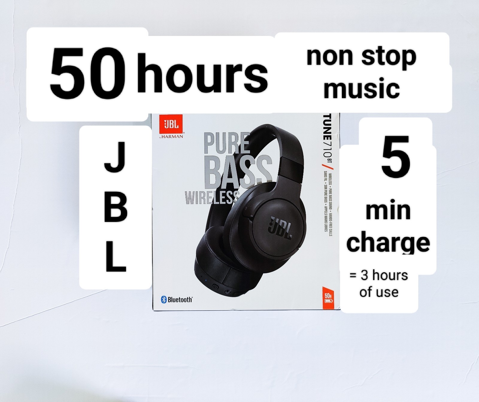 JBL TUNE 710BT Over-The-Ear Wireless Headphones Black FACTORY SEALED NWT voice c