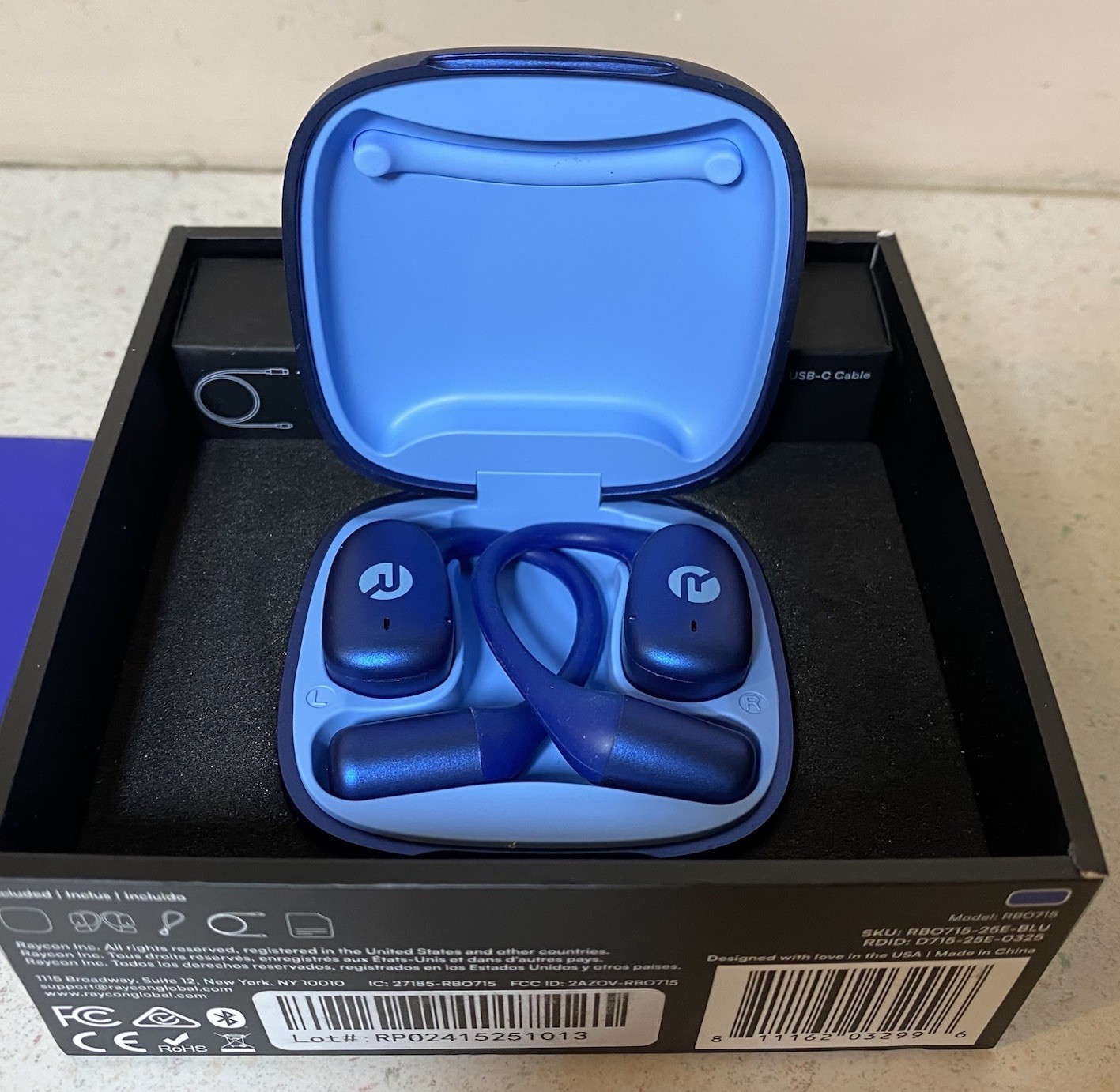 Raycon Essential Open Earbuds – True Wireless & Bluetooth Blue -Open Box