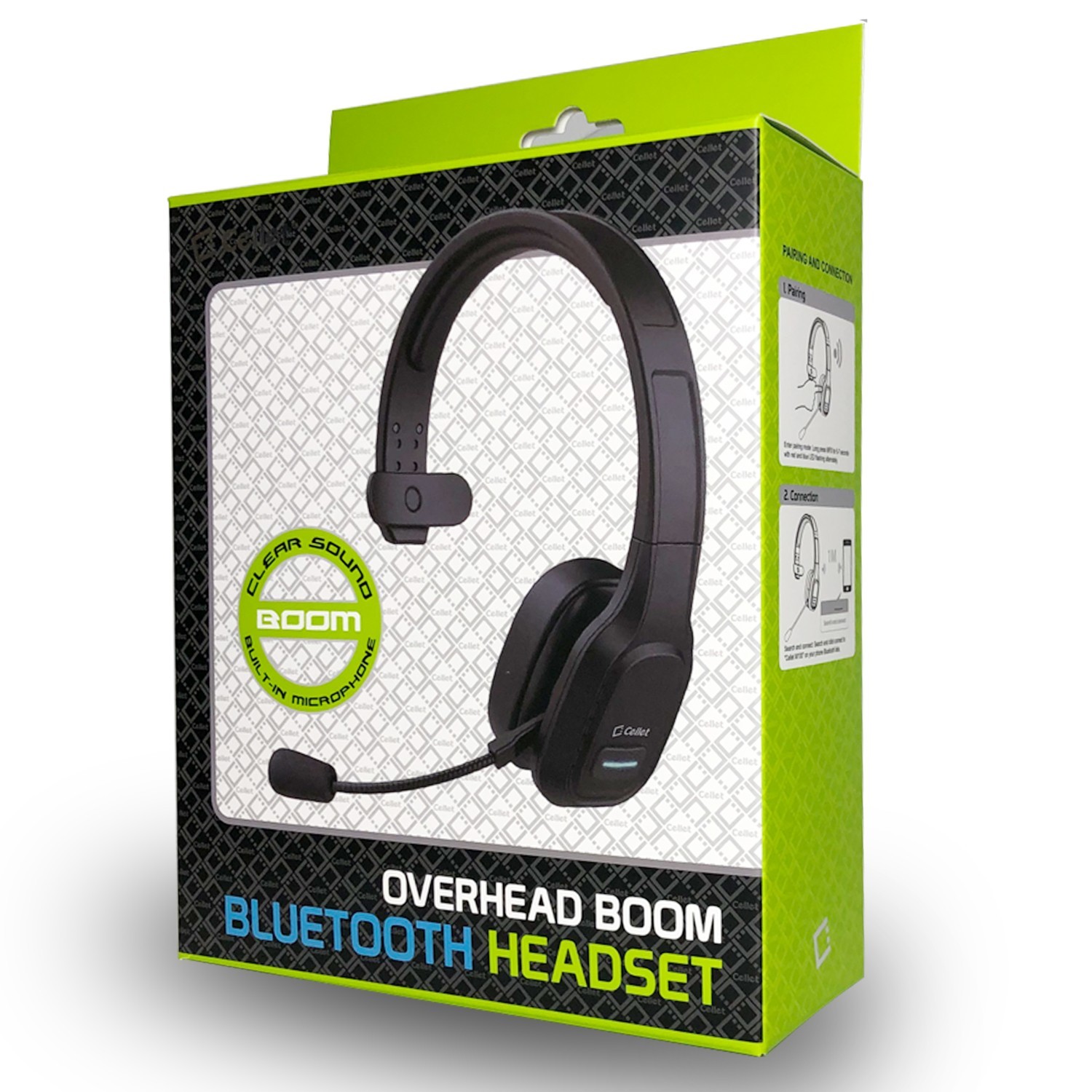 Noise Cancelling Overhead Wireless Headset with Boom Microphone