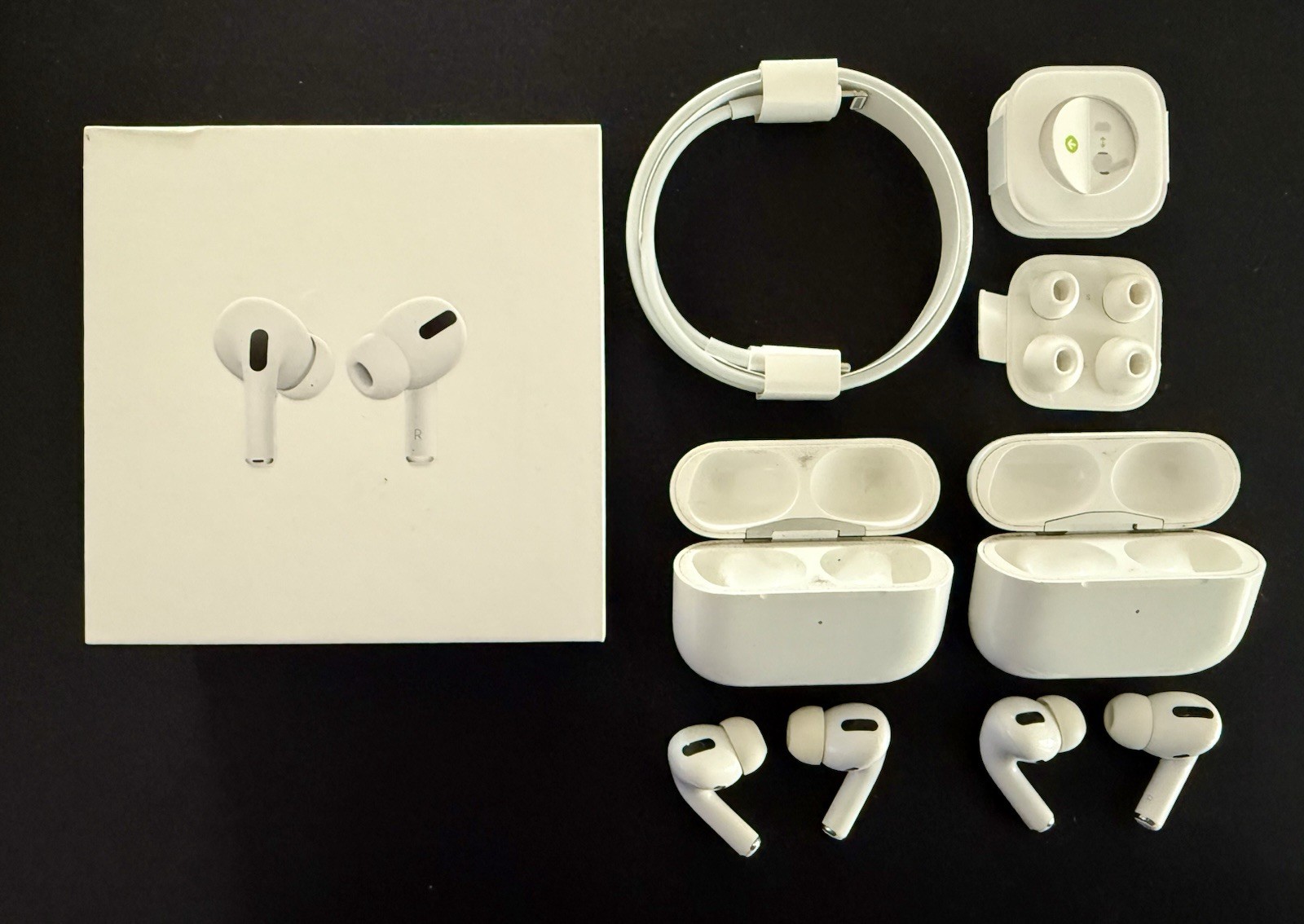 *2 PAIRS* Apple AirPods Pro 1st Generation W/ Retail Box, Original Cable + Tips