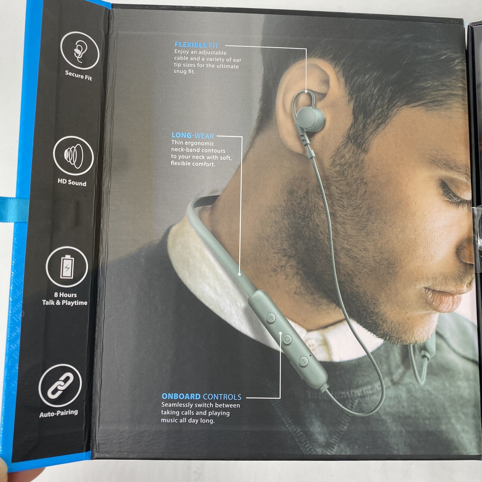 Brookstone Flexvibe Wireless Neckband Earbuds in Green Noise Reducing BSGTE152GY