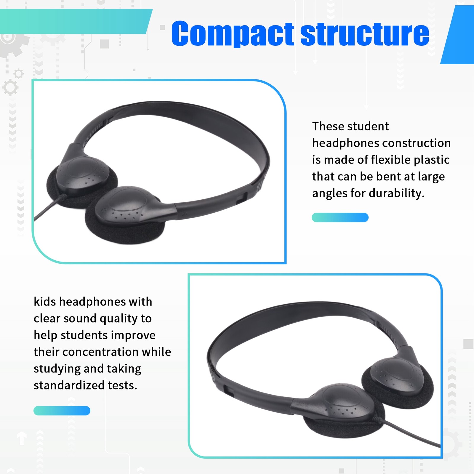 Classroom Headphones 10 Pack for Kids School, Earphones 3.5MM Audio Headset2603