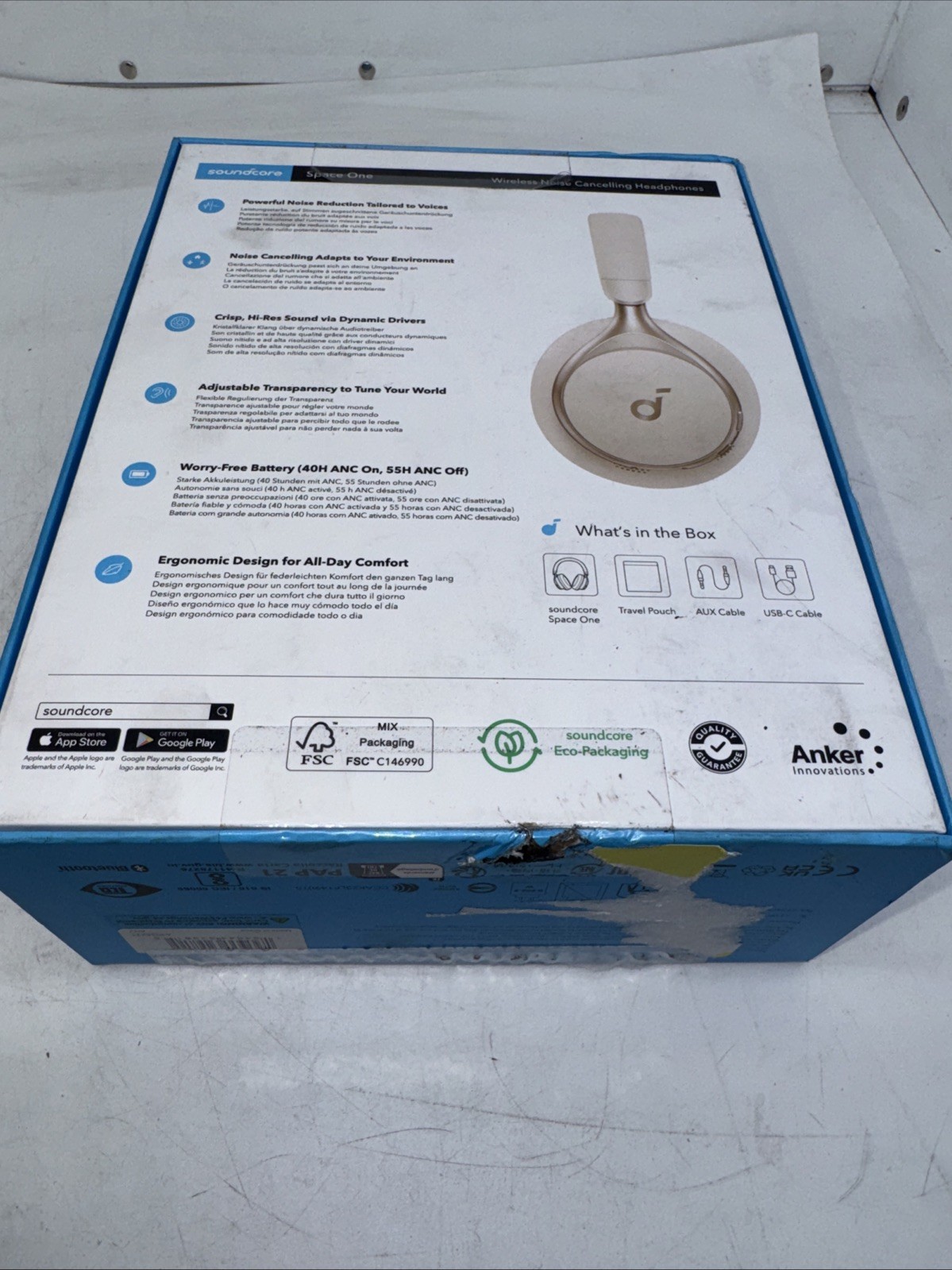 Soundcore Space One Wireless Over-Ear Headphones 40H ANC Playtime Latte Cream