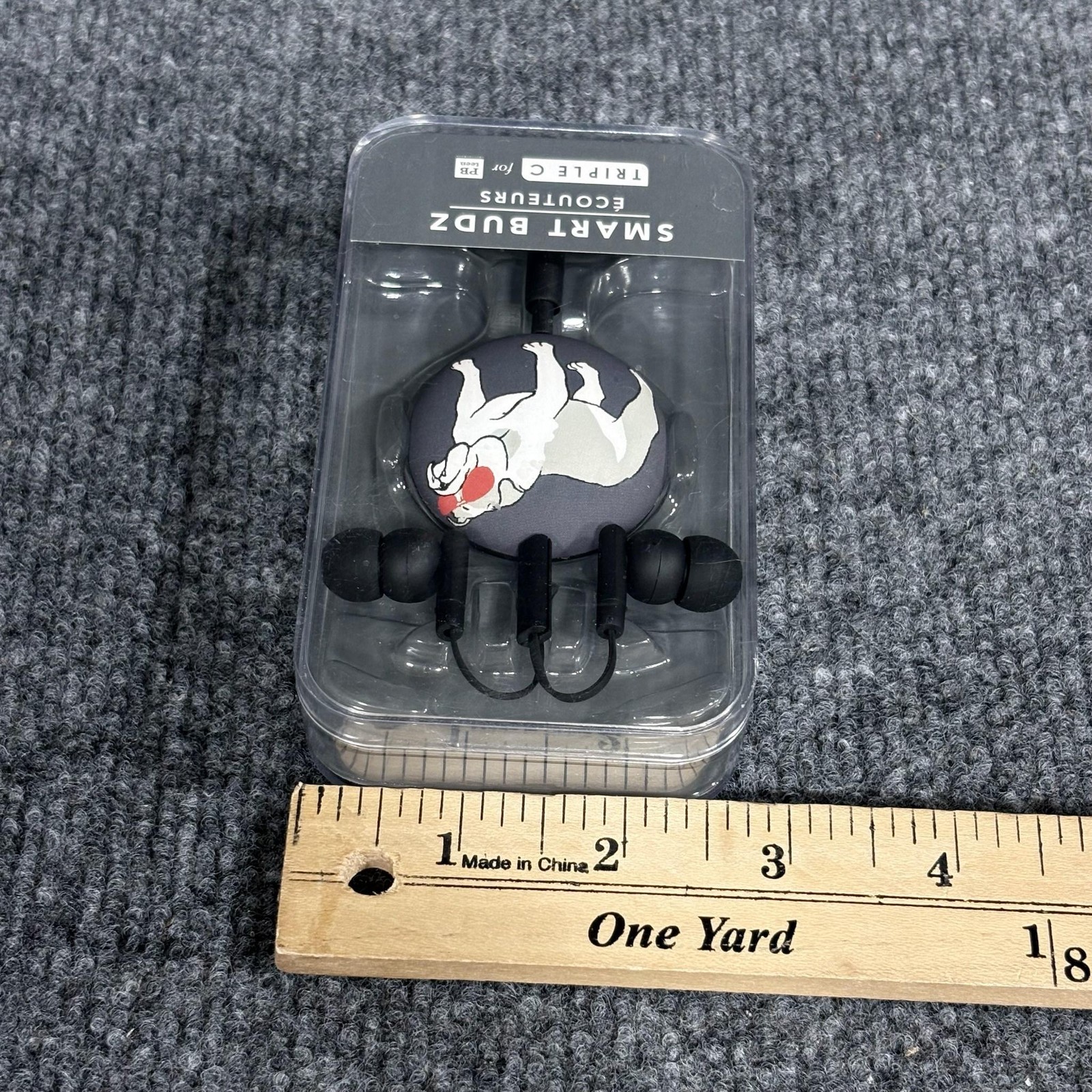 PBteen Triple C Smart Budz In-Ear Earbuds Black Bulldog Retractable Mic 3.5mm