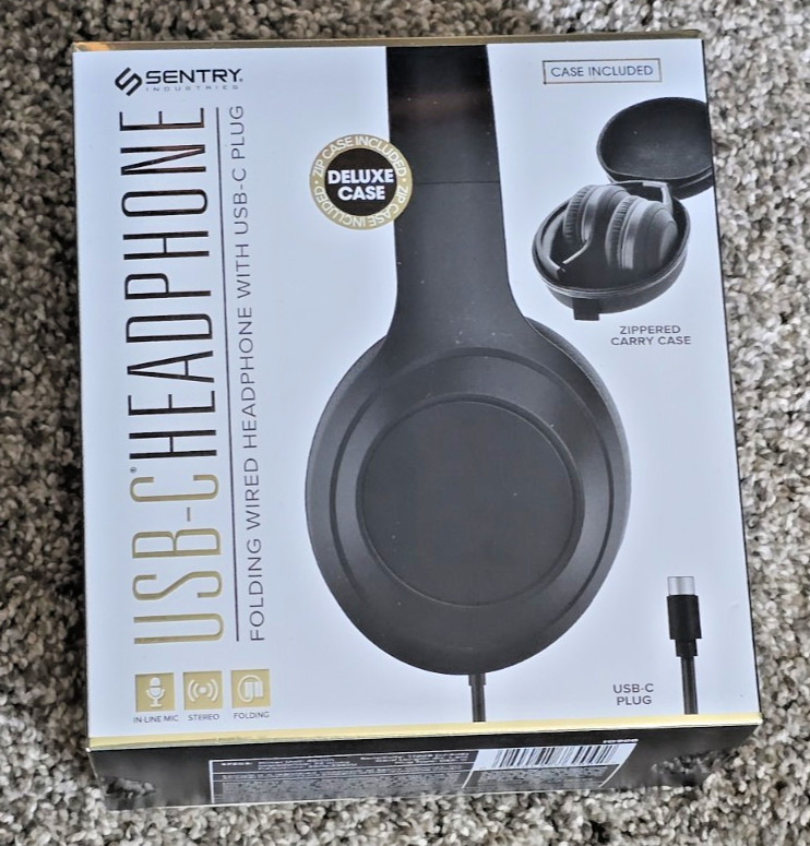 Sentry USB-C Headphones Mid-Size Over-Ear Wired Folding Adjustable (wr11)