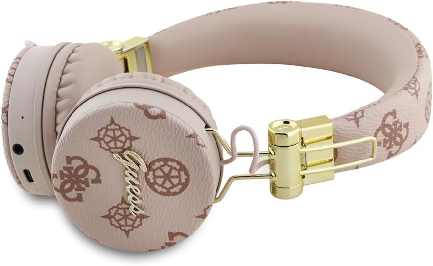 Guess 4G Peony Script Round Shape ENC Bluetooth On Ear Headphones Brown