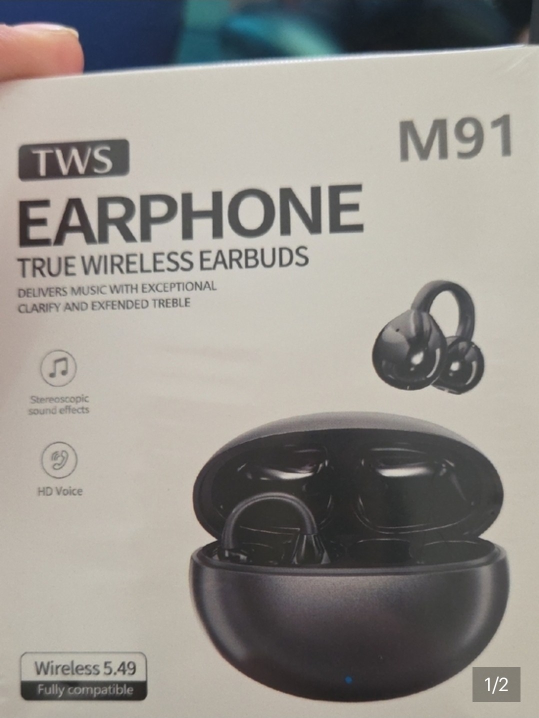 TWS M91 Bluetooth Wireless Earbuds, HD Voice, Stereoscopic Sound, Black