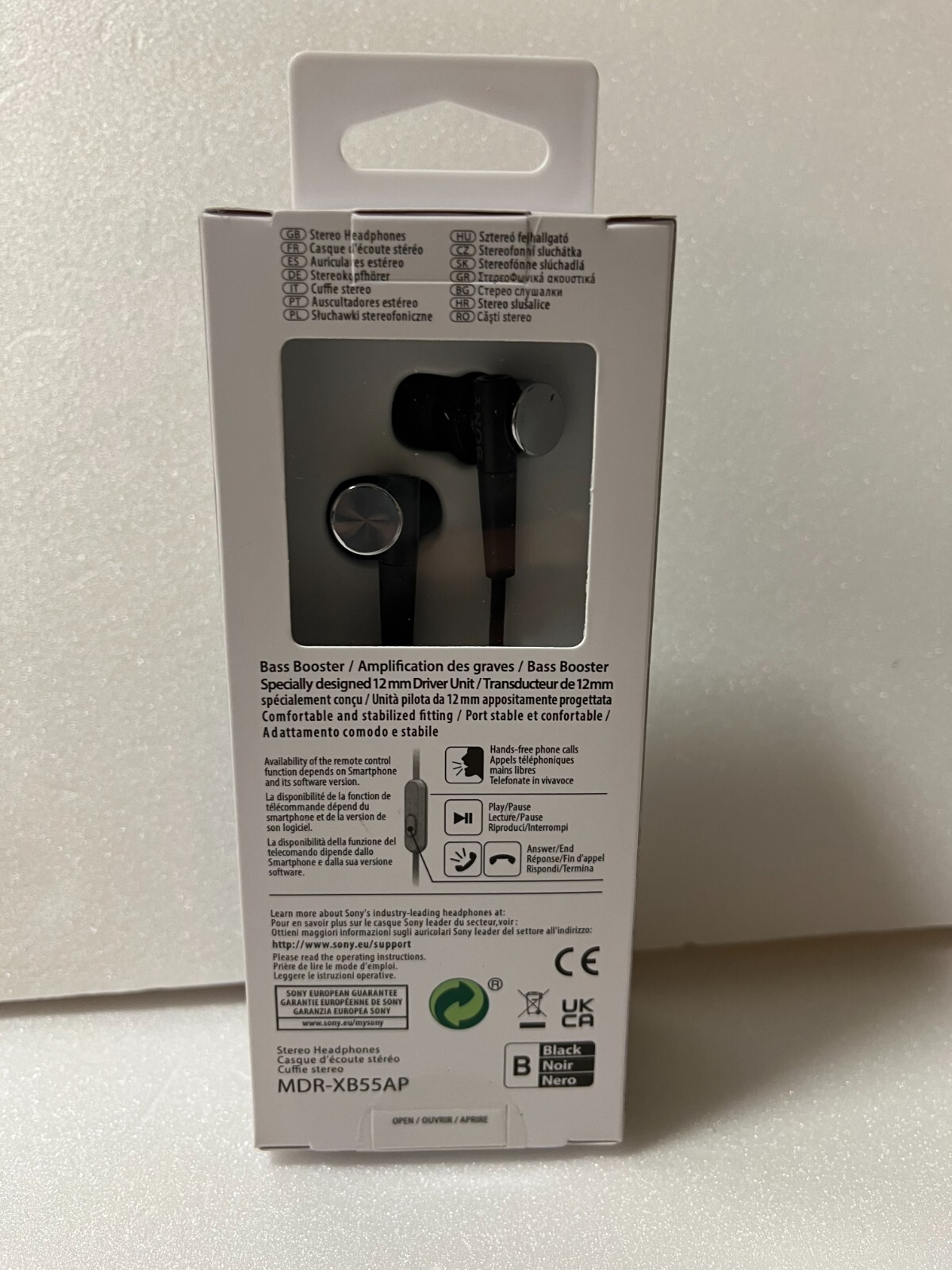 SONY MDR-XB55AP Bass Booster In-Ear Stereo Headphones with Mic – Black Japan