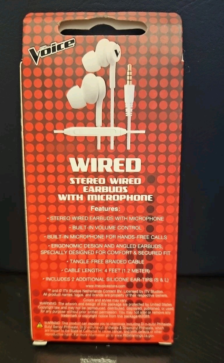 The VOICE stereo Wired Earbuds With Microphone – White