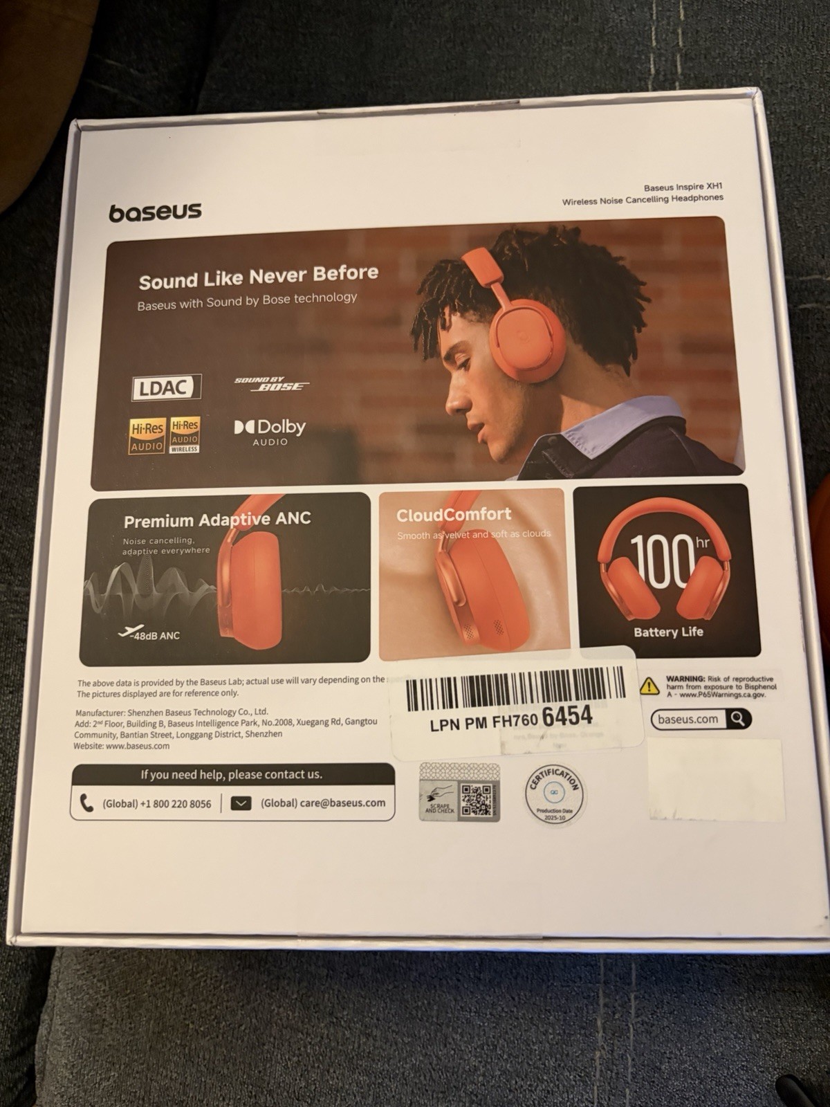Baseus Inspire XH1 Wireless ANC Over-Ear Headphones LDAC Hi-Res Dolby Orange
