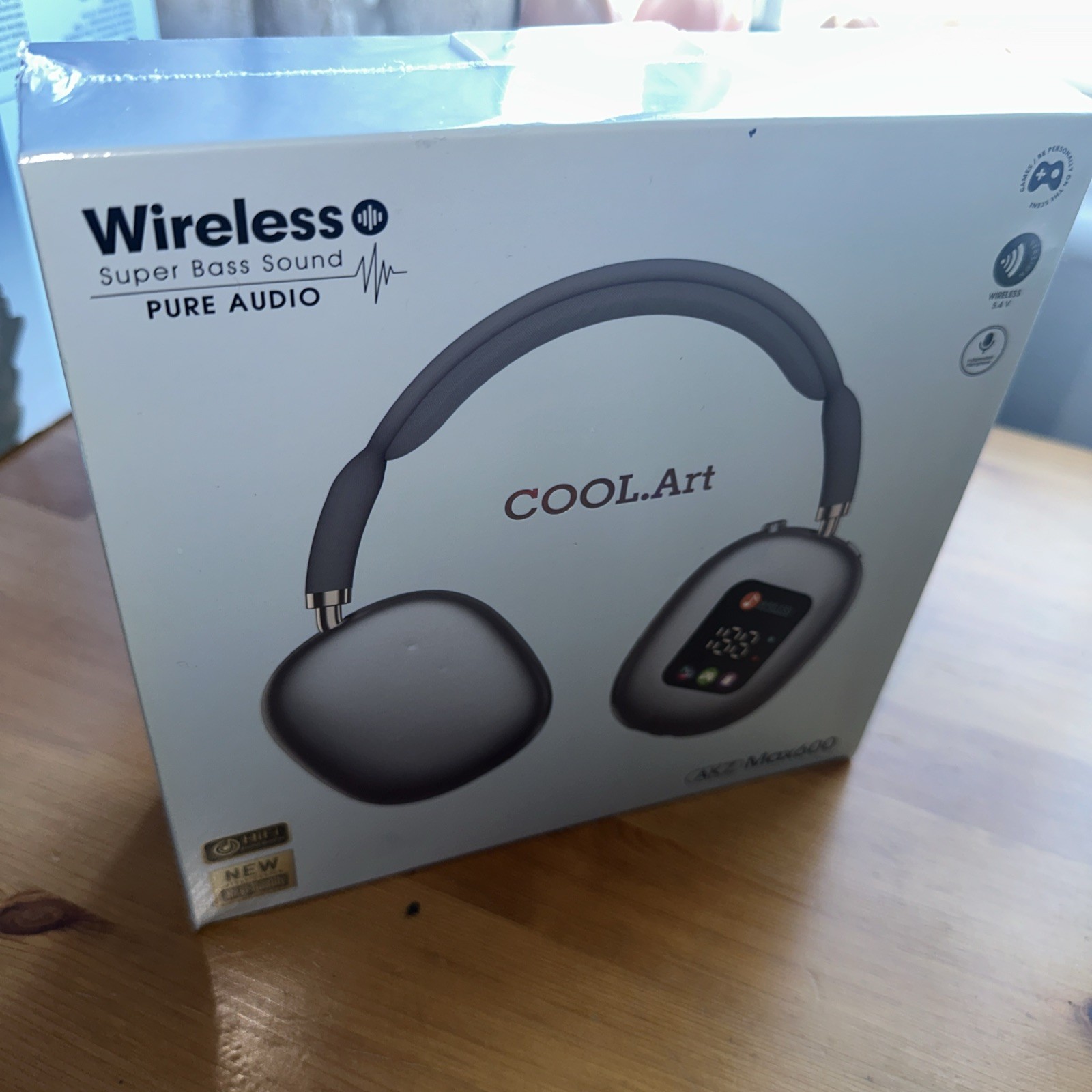 COOL.Art AKZ Max600 Bluetooth Wireless Over-Ear 40mm Mic LED Gray