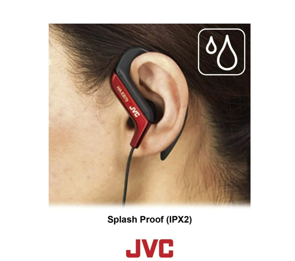 JVC HAEB75B Sports Clip Headphones Black Wired Splash Proof