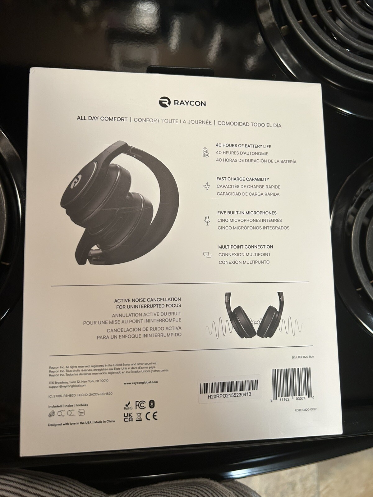 Raycon RBH820-BlK H20 Wireless Noise-Cancelling Over-the-Ear Bluetooth