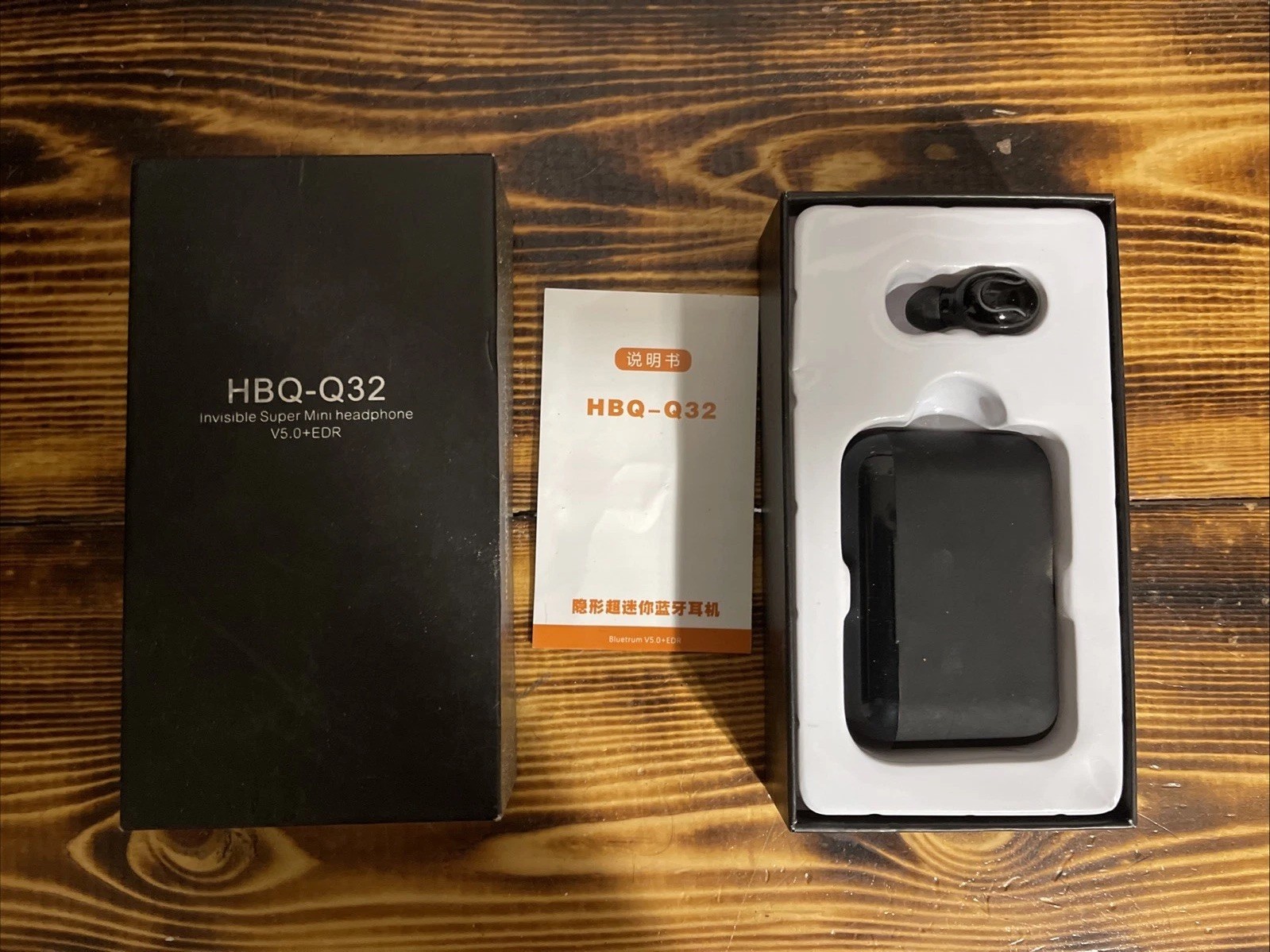 HBQ-Q32 INVISIBLE SUPER MINI HEADPHONE V5.0+EDR BLACK WITH CHARGER NEW
