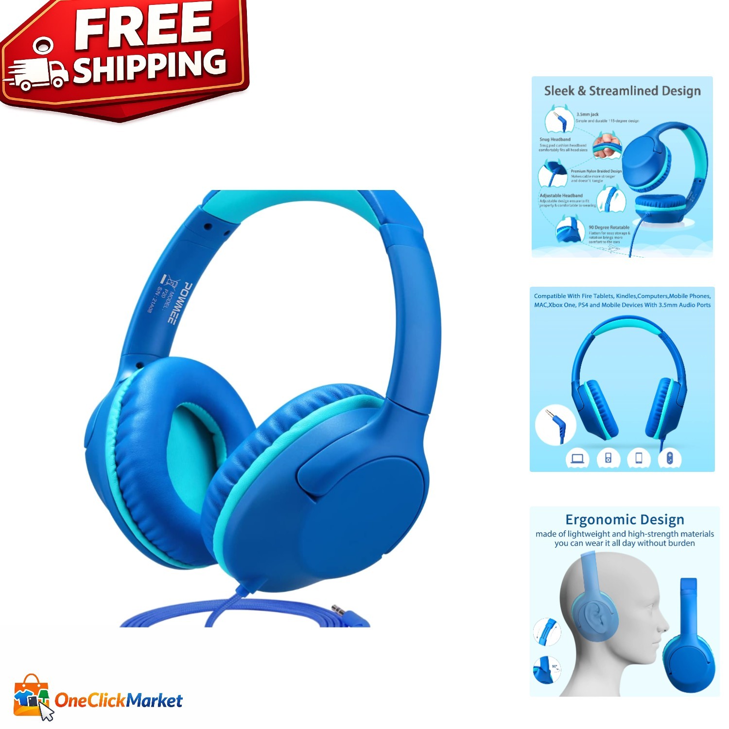 P20 Kids Headphones with Active Noise Cancellation – Ideal for Travel & Learning