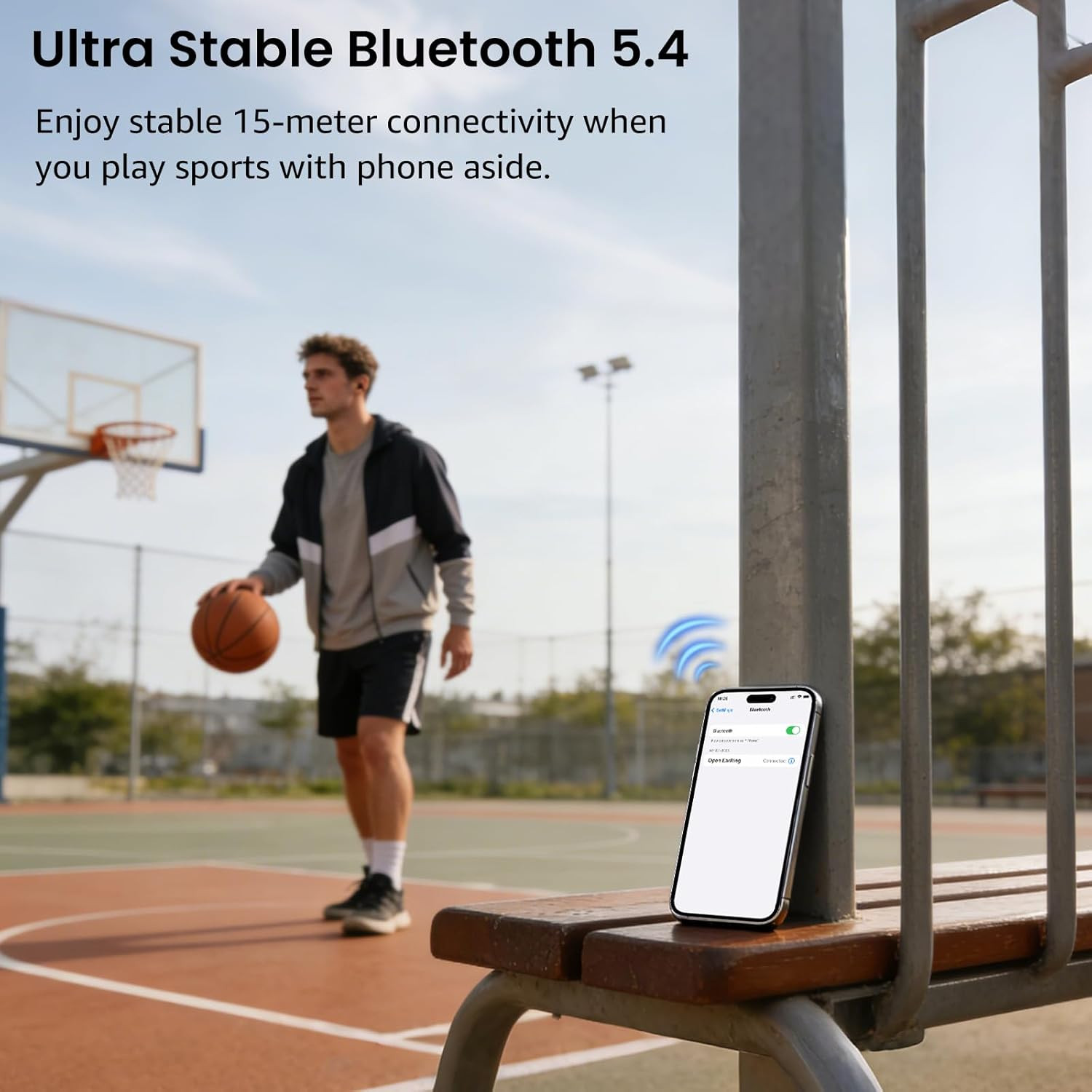 OpenEarRing Bluetooth 5.4 Wireless Earbuds with LED Display and Secure Fit